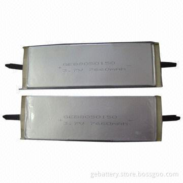 3.7V Lithium Ion Polymer Batteries, 7,660mAh Capacity